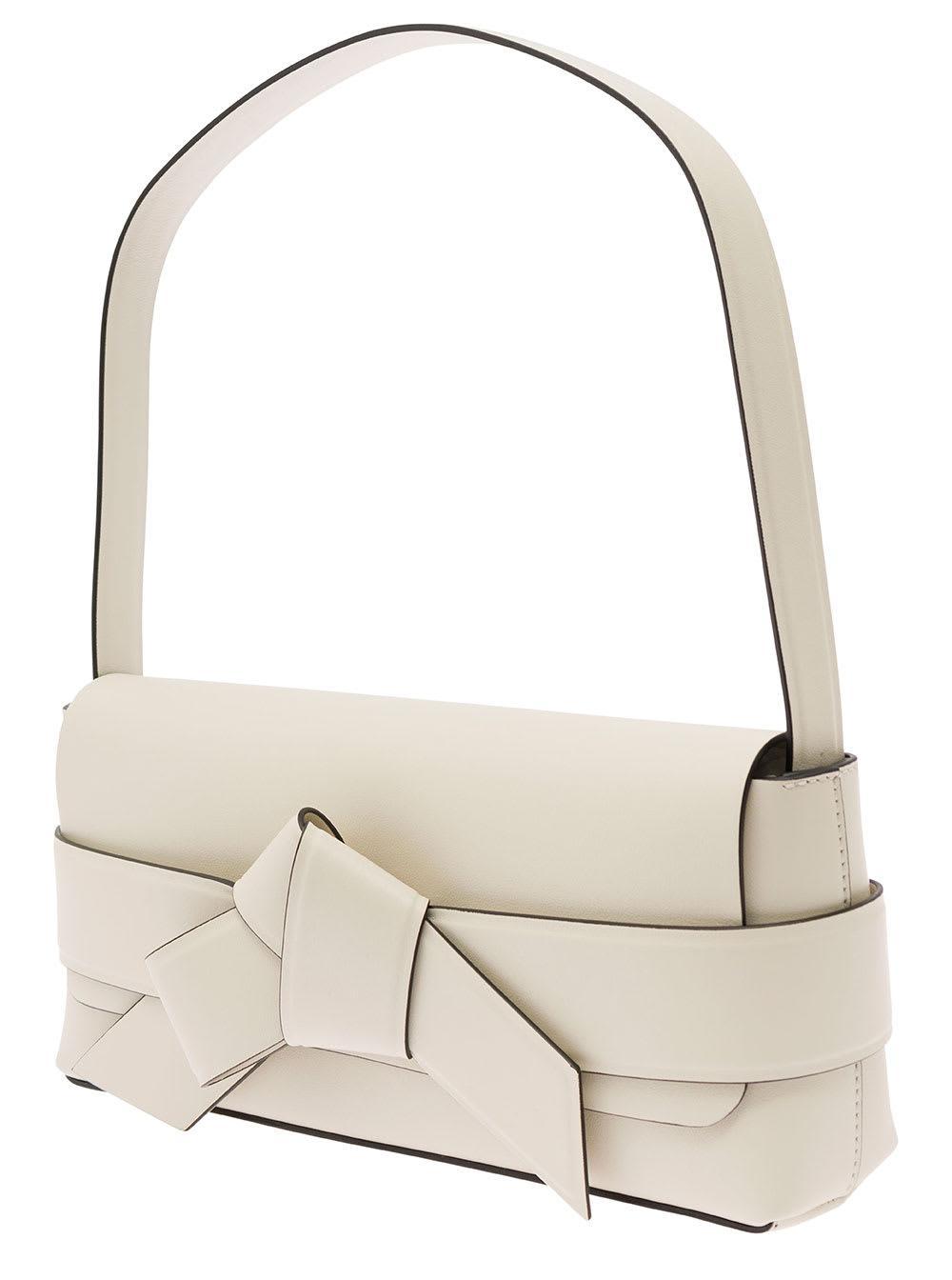 ACNE STUDIOS White Shoulder Bag With Musubi Knot Detail In Leather Woman In White/black Product Image