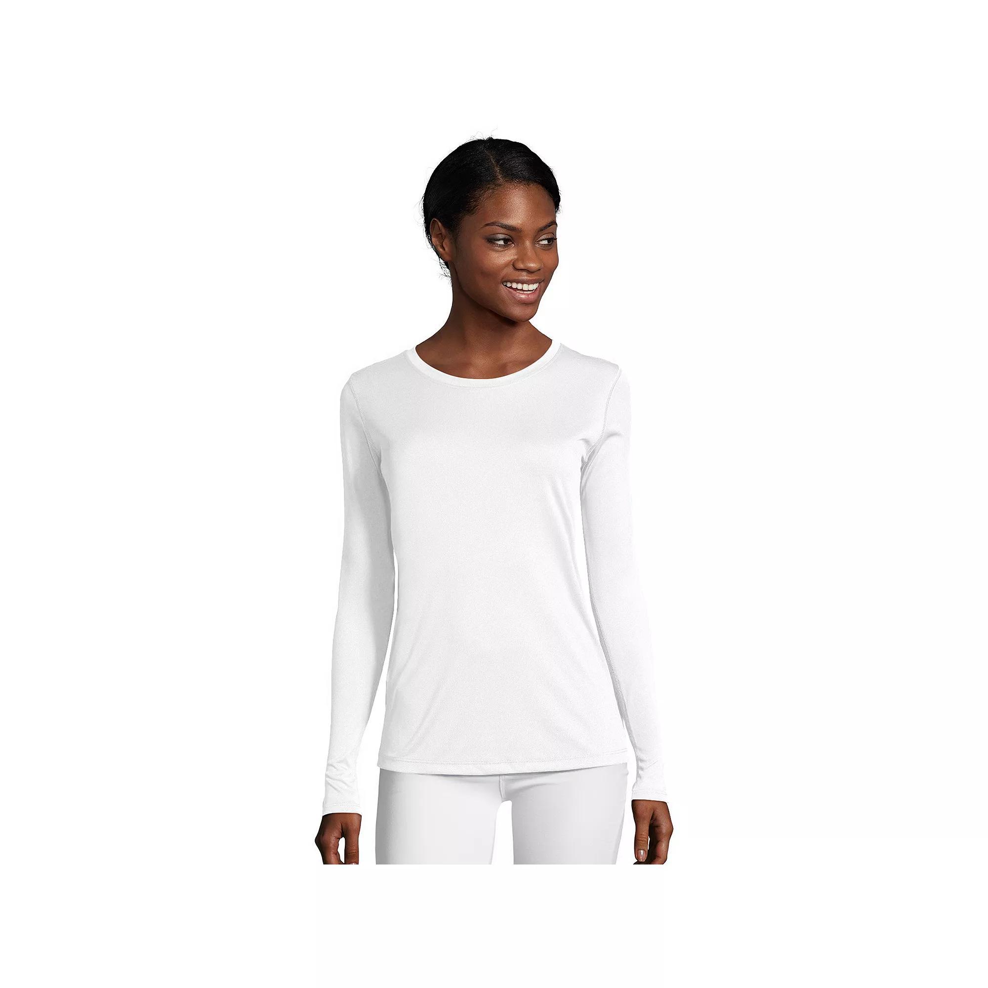 Women's Hanes® Cool Dri Long-Sleeve Performance Tee, Size: Small, Awesome Blue Product Image