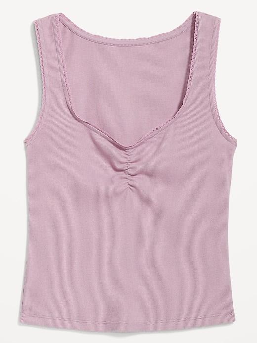 Cinched Rib-Knit Crop Tank Top Product Image