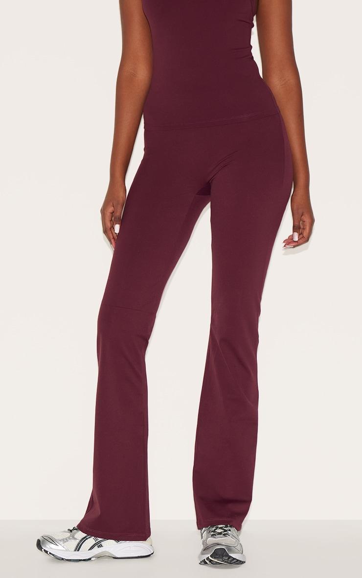 Burgundy Sculpt Wrap Waist Gym Leggings Product Image