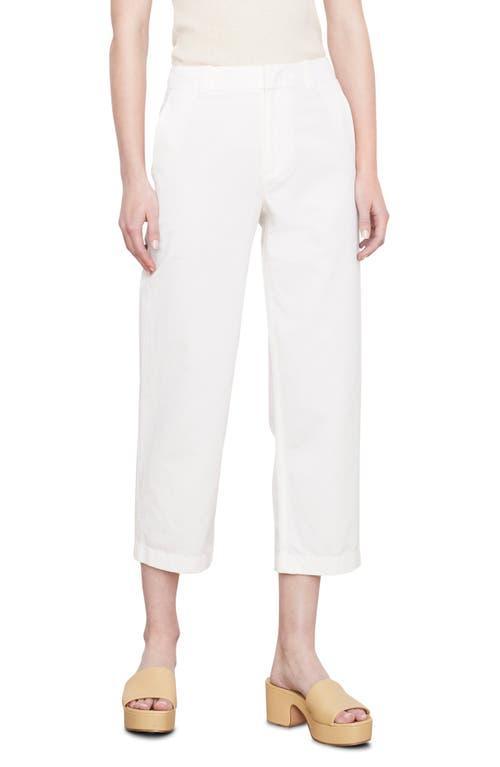 Womens Washed Cotton Mid-Rise Crop Pants Product Image