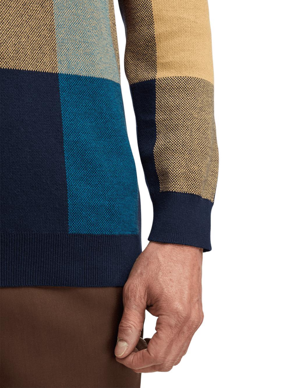 Cotton Four Button Mock Neck Sweater - Multi Product Image