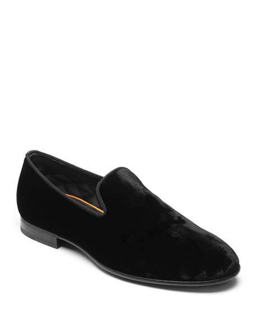 SANTONI Men's Velvet Slip-on Sneaker Loafers In Black Velvet Product Image