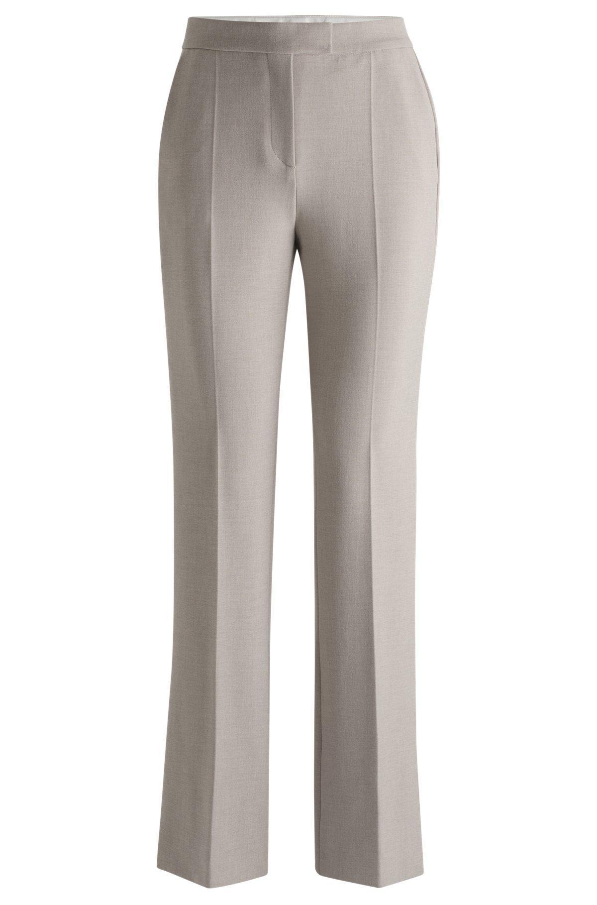 BOSS - High-waisted trousers with flared leg - Light Grey Product Image