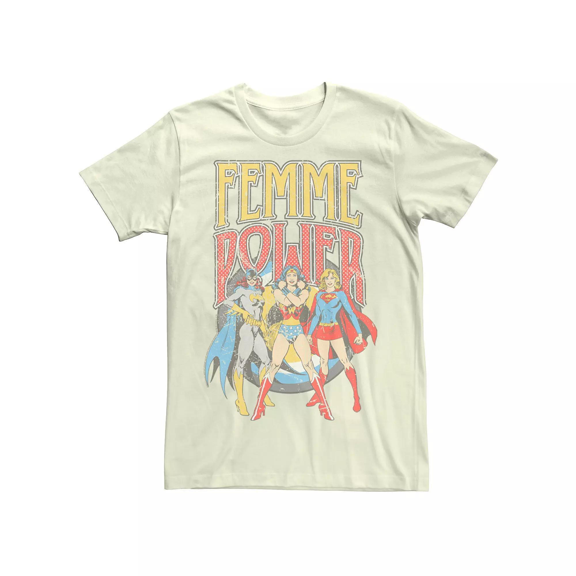 Men's Justice League Femme Power Faded Group Shot Tee, Size: 3XL, Natural Product Image