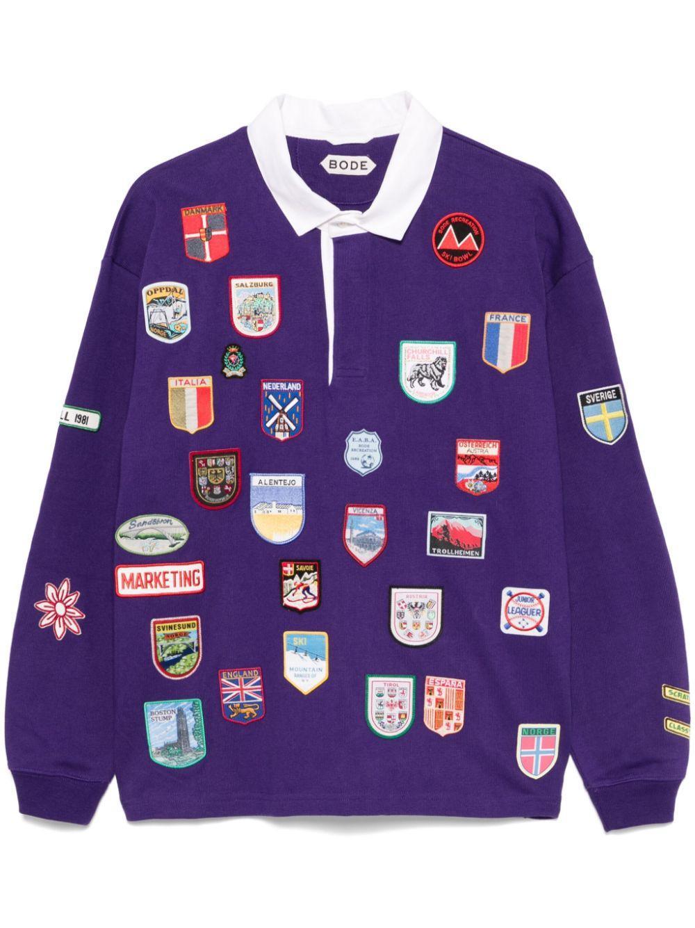 BODE Passport Patch Polo Shirt In Purple Product Image