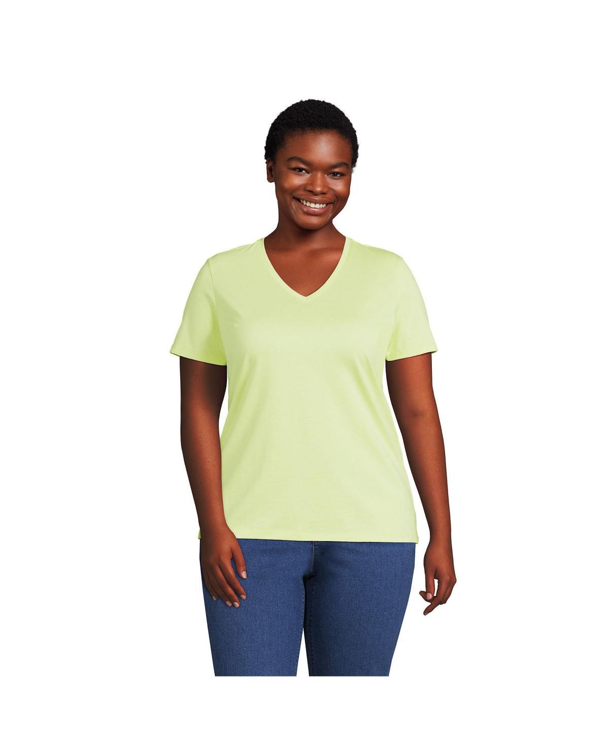 Plus Size Lands' End Relaxed-Fit Supima Cotton V-Neck Tee, Women's, Size: 3XL, White Product Image