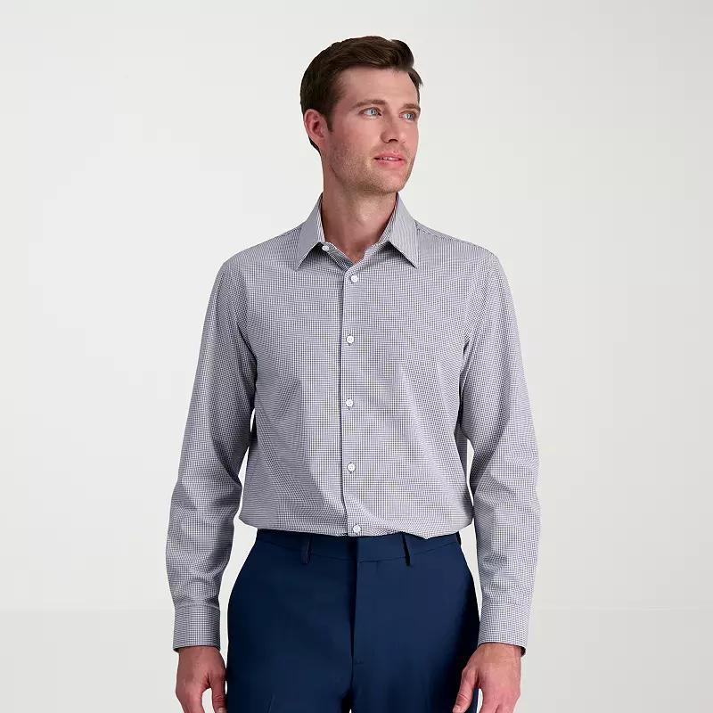 Men's Haggar® Smart Wash® Classic Fit Wrinkle Free Dress Shirt, Size: 15.5-32/33, Gray Gingham Product Image