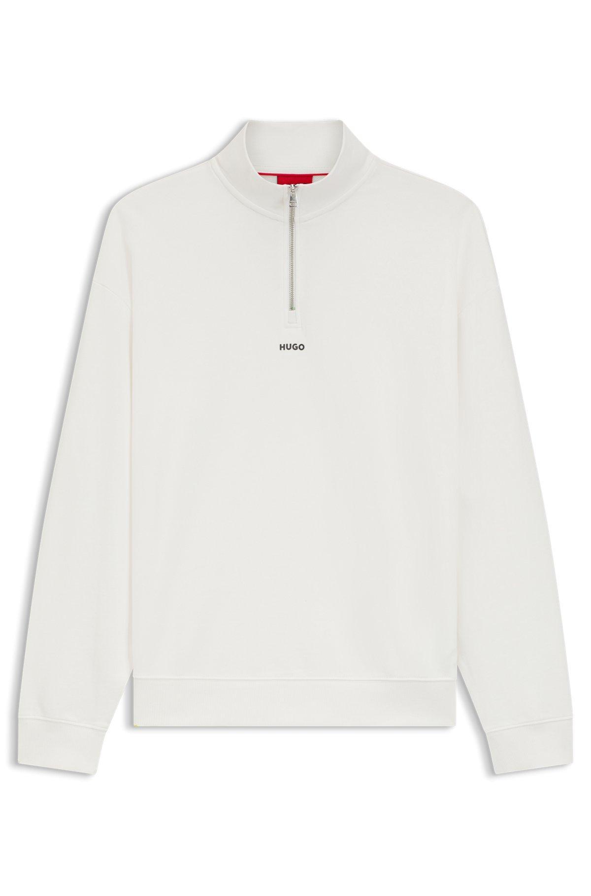Zip-neck sweatshirt in cotton terry with logo print Product Image