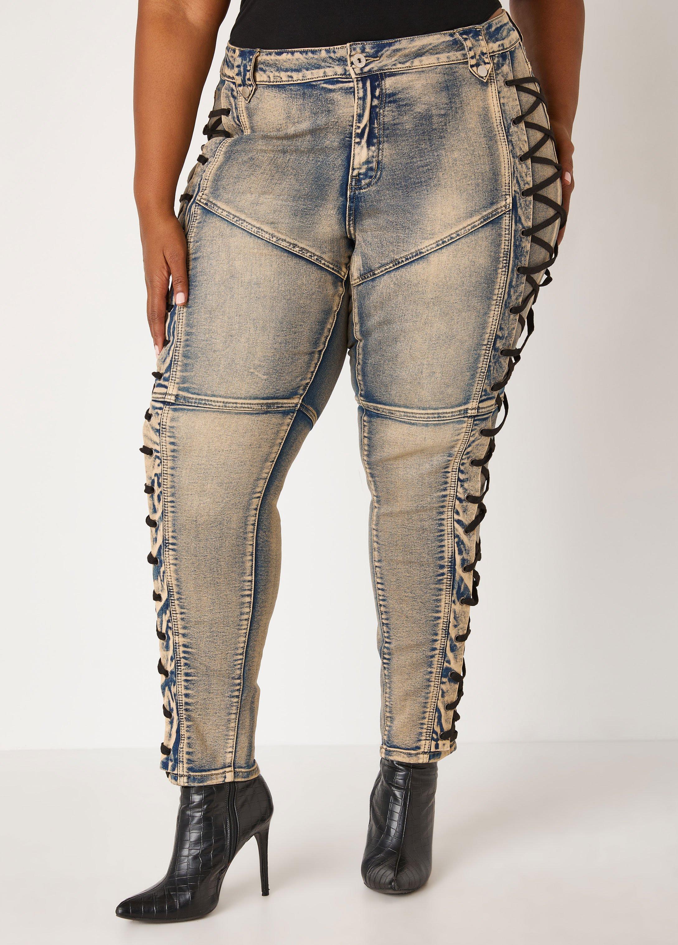 Lace Up Skinny Jeans Product Image