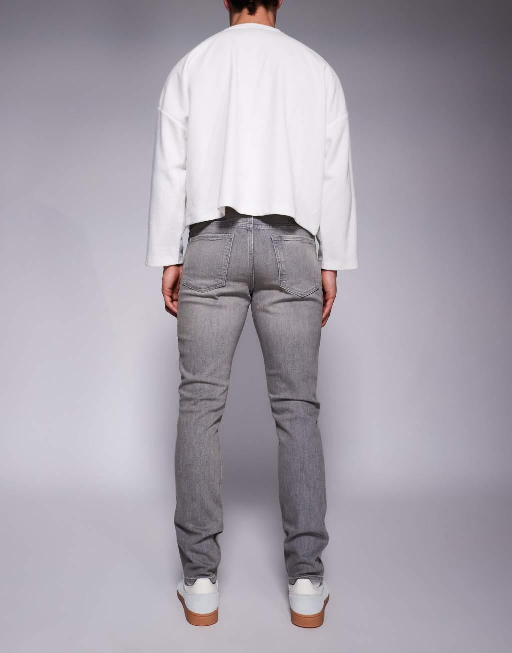 River Island skinny fit jeans in gray wash Product Image