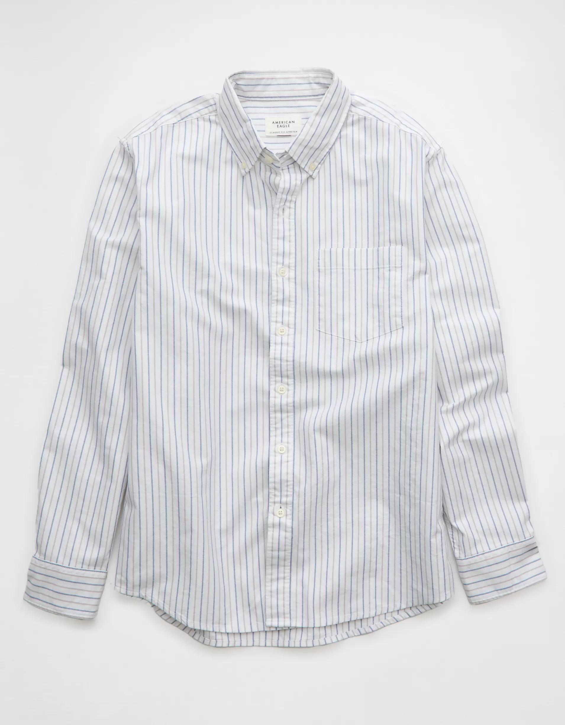 AE Everyday Oxford Striped Button-Up Shirt Product Image