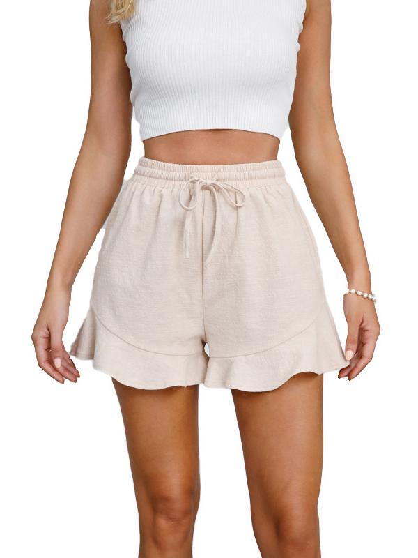 Loose Wide Leg Drawstring Elasticity Solid Color Split-Joint Shorts Product Image