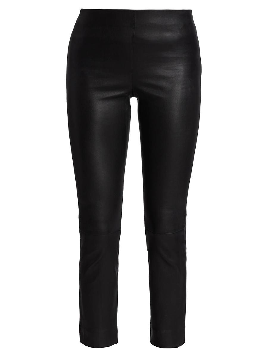 Womens Leather Slim-Fit Ankle Pants Product Image
