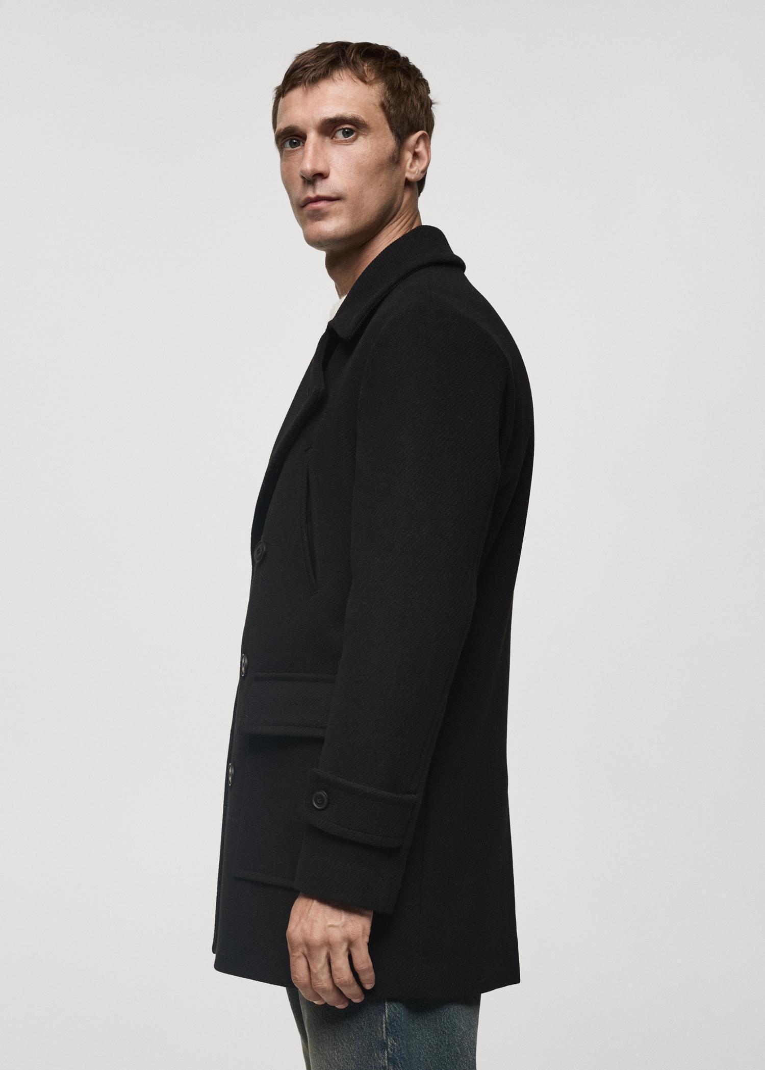Recycled wool double-breasted coat - Men | MANGO USA Product Image