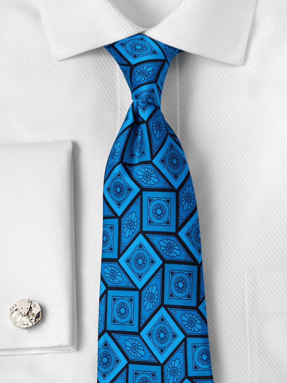 Medallion Woven Silk Tie - Teal Product Image