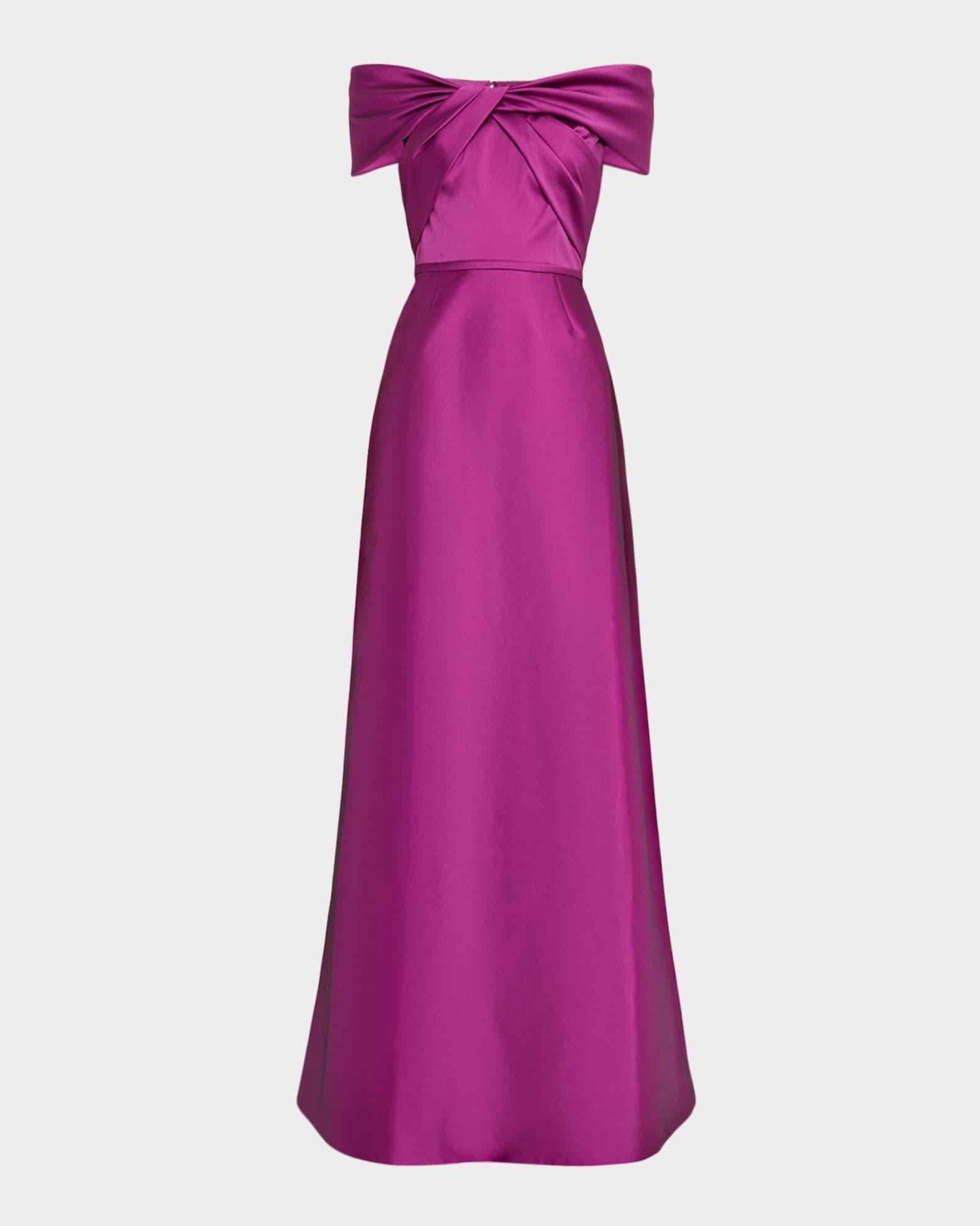 Off-Shoulder Stretch Mikado Gown Product Image