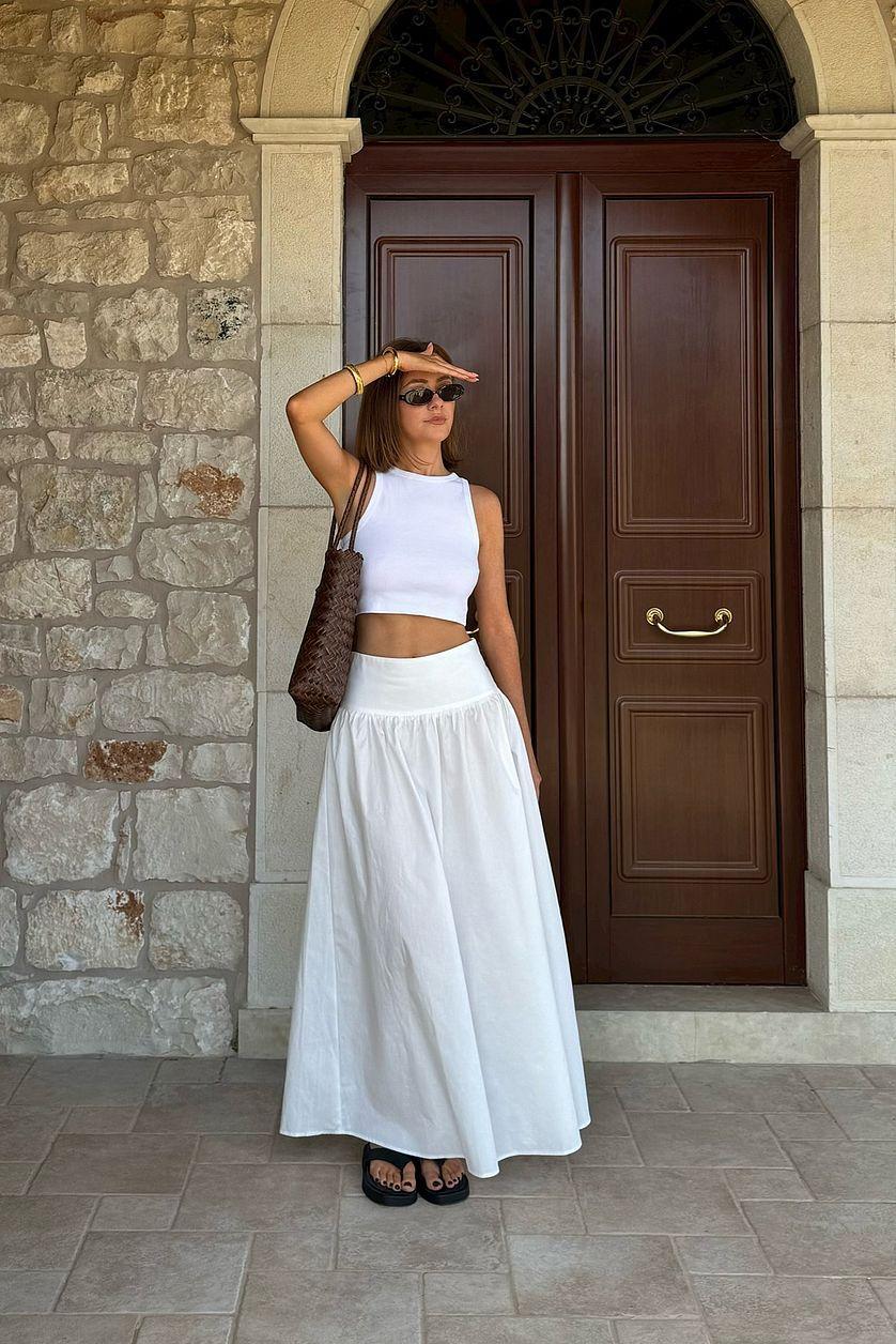 Gathered Maxi Cotton Skirt Product Image