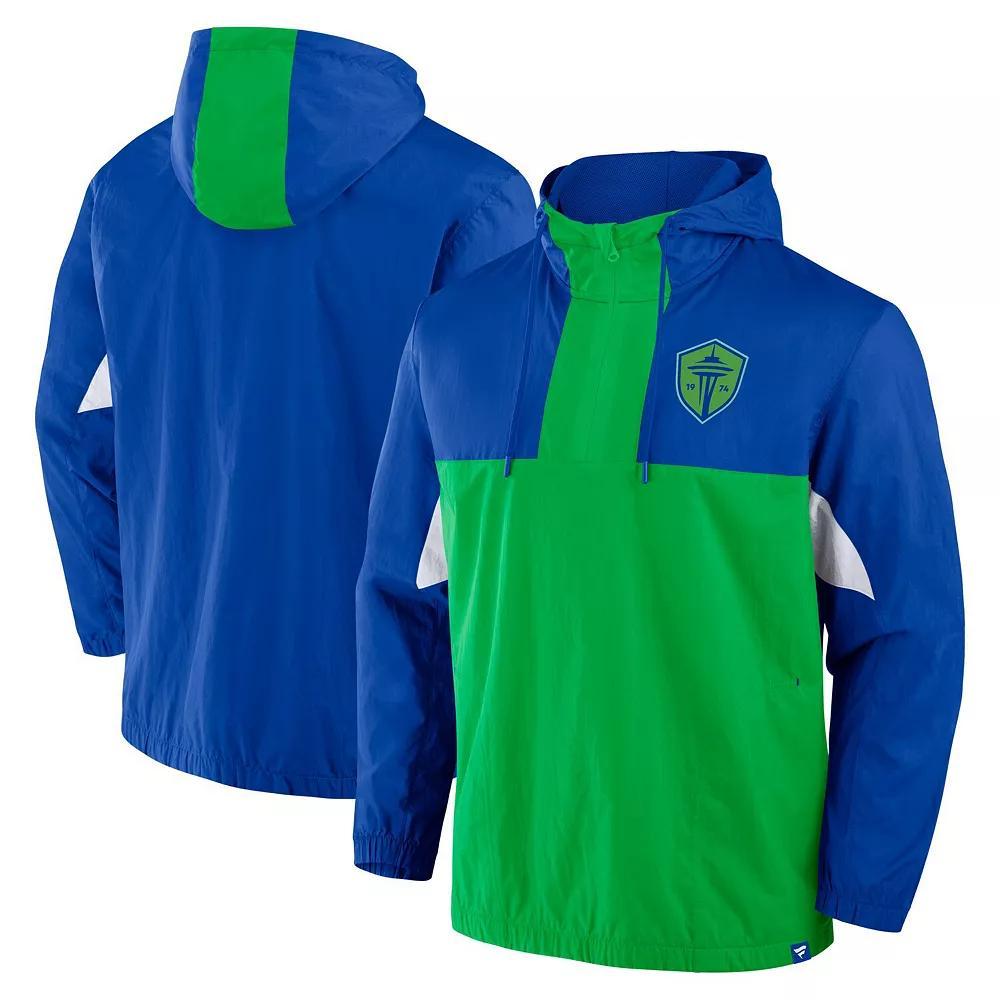 Men's Fanatics Royal Seattle Sounders FC Free Kick Woven Quarter-Zip Hoodie Jacket,  Product Image