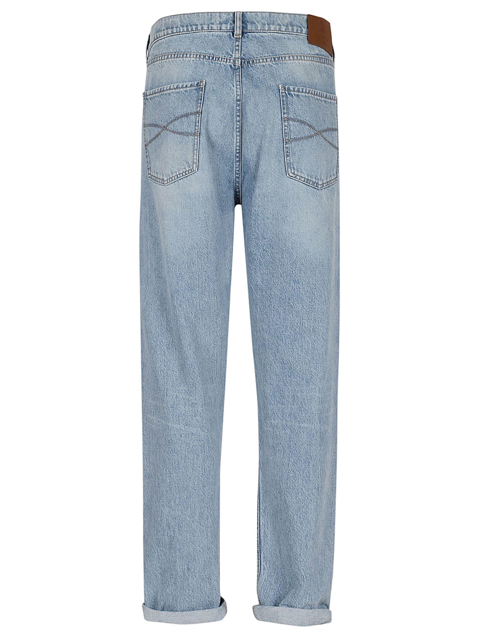 BRUNELLO CUCINELLI Men's Slim Light-wash Denim Jeans In Light Wash Denim Product Image