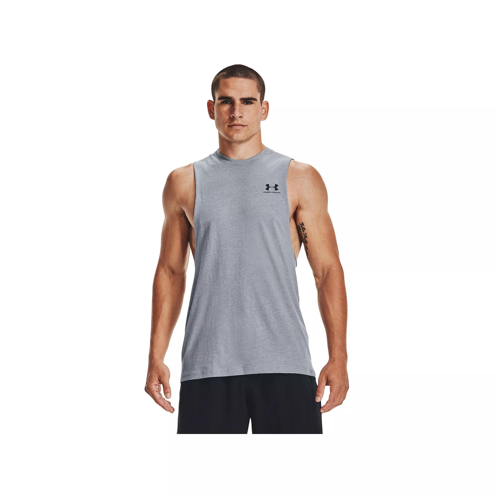Men's Under Armour Left Chest Cut-Off Tank, Size: XXL, Brown Product Image