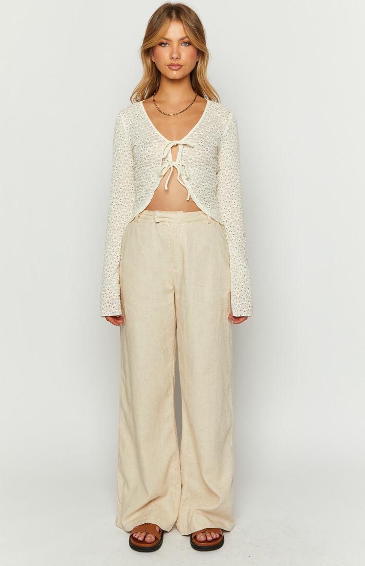 Cabo Cream Linen Blend Pants Product Image