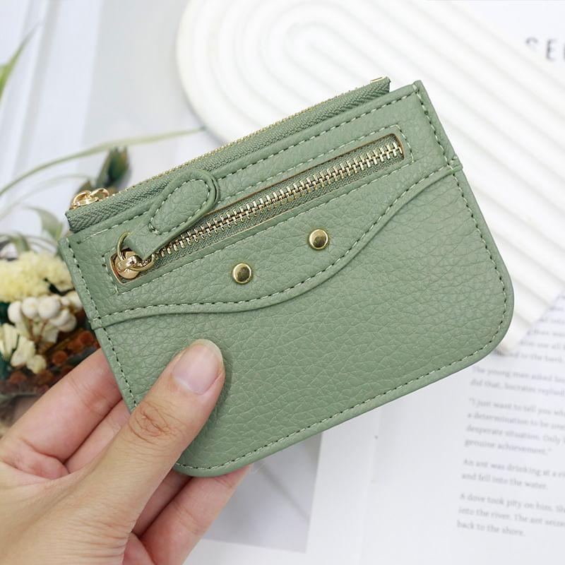 Plain Faux Leather Card Holder Product Image