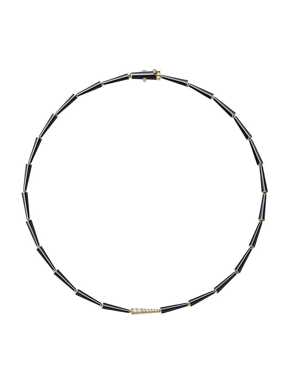 Womens Lola 18K Yellow Gold, Black Enamel & 0.45 TCW Diamond Linked Necklace Product Image