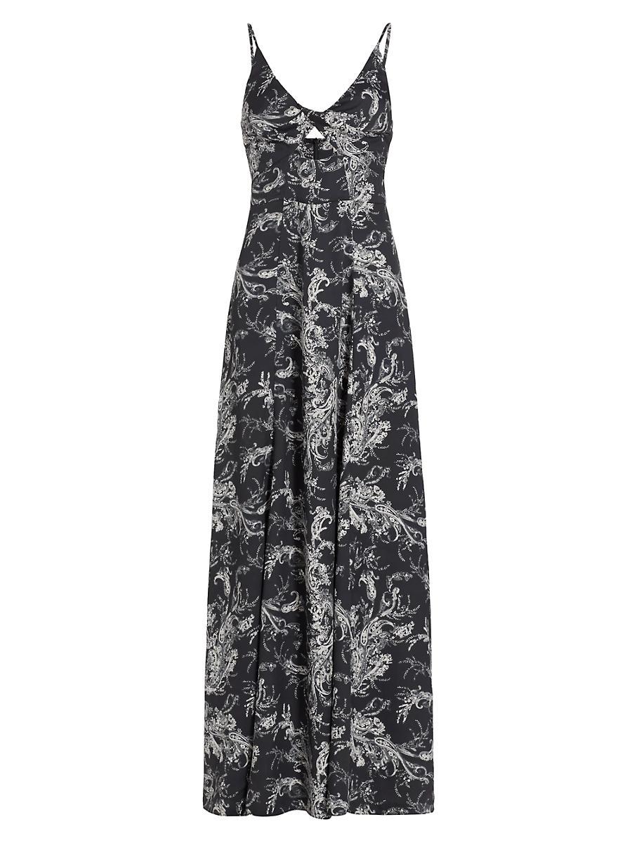 Womens Porter Paisley Satin Cut-Out Maxi Dress Product Image