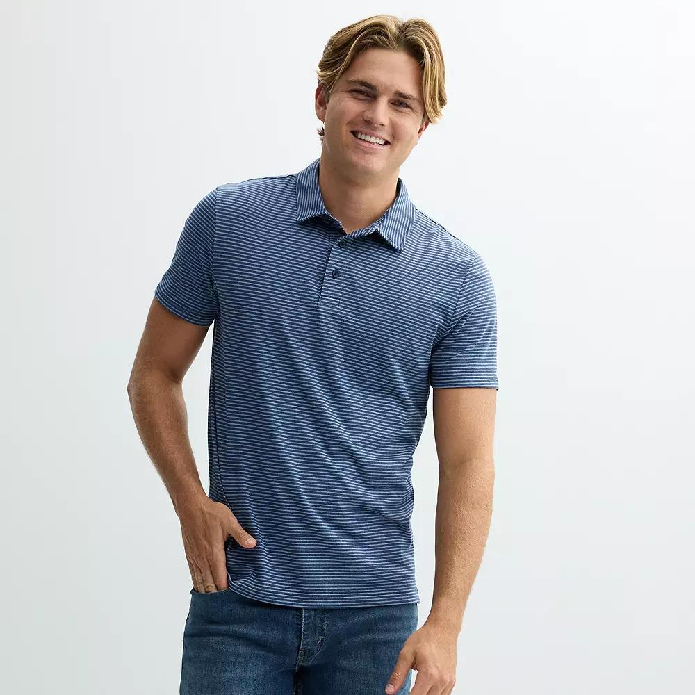 Men's Sonoma Goods For Life® The Super Soft Polo, Size: Large, Blue Stripe Product Image