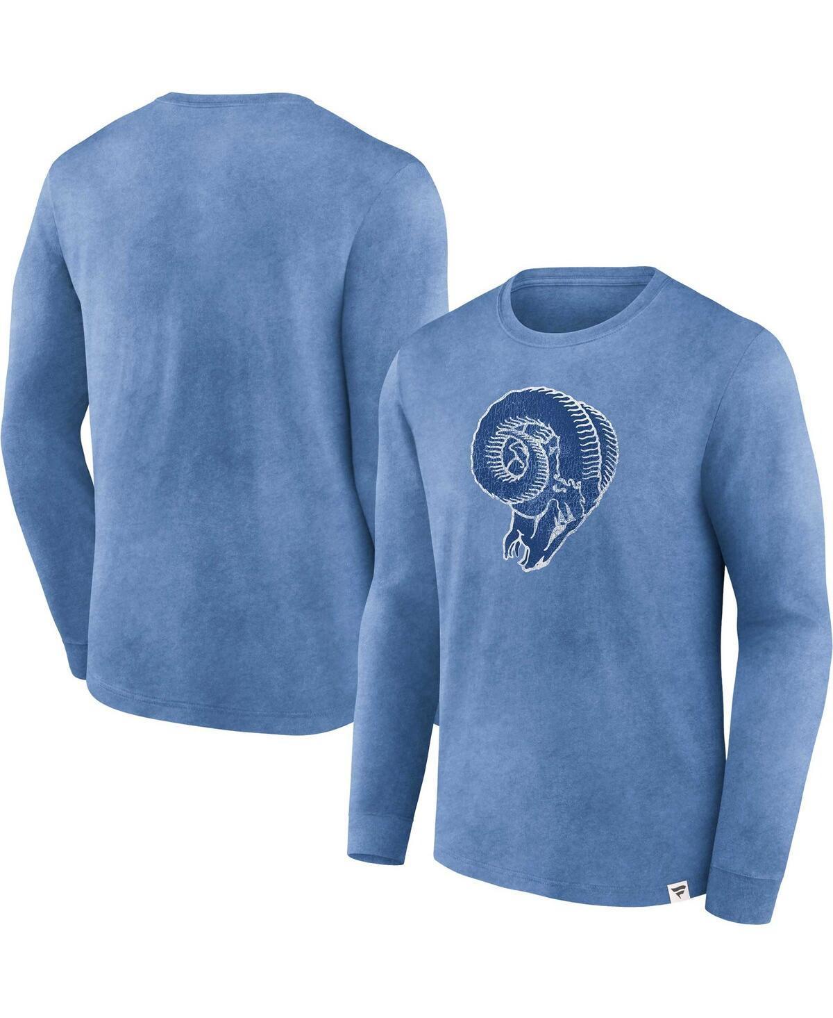 Men's Fanatics Branded  Heather Royal Los Angeles Rams Washed Primary Long Sleeve T-Shirt, Size: Small, Blue Product Image