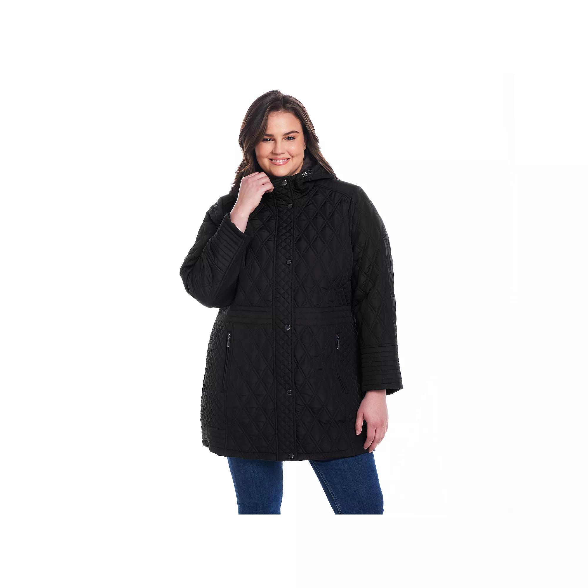 Plus Size Weathercast Plush Lined Mixed Quilted Walker, Women's, Size: 1XL, Brown Product Image