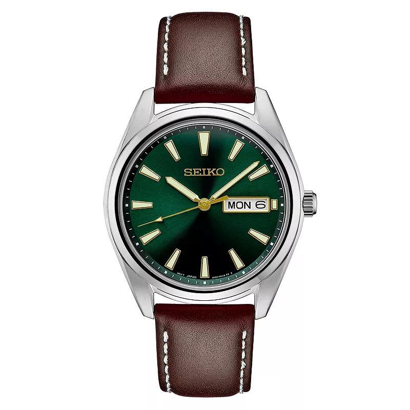 Seiko Mens Essential Stainless Steel Green Dial Watch - SUR449 Brown Product Image