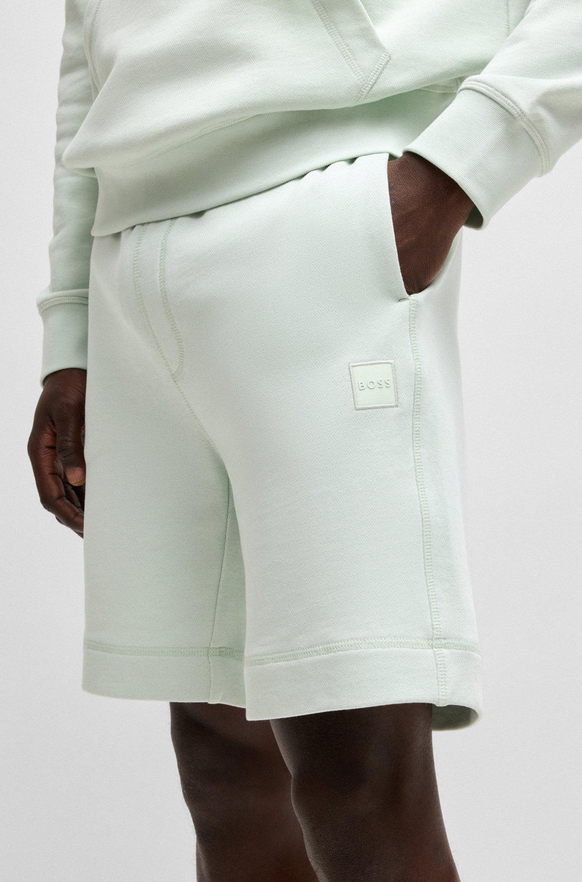 Cotton-terry regular-fit shorts with logo badge Product Image