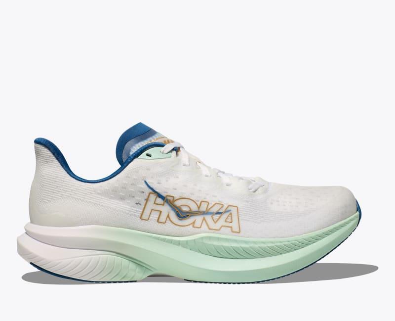 HOKA Womens Mach 6 Shoes in Frost/Rose Gold, Size 9 Product Image