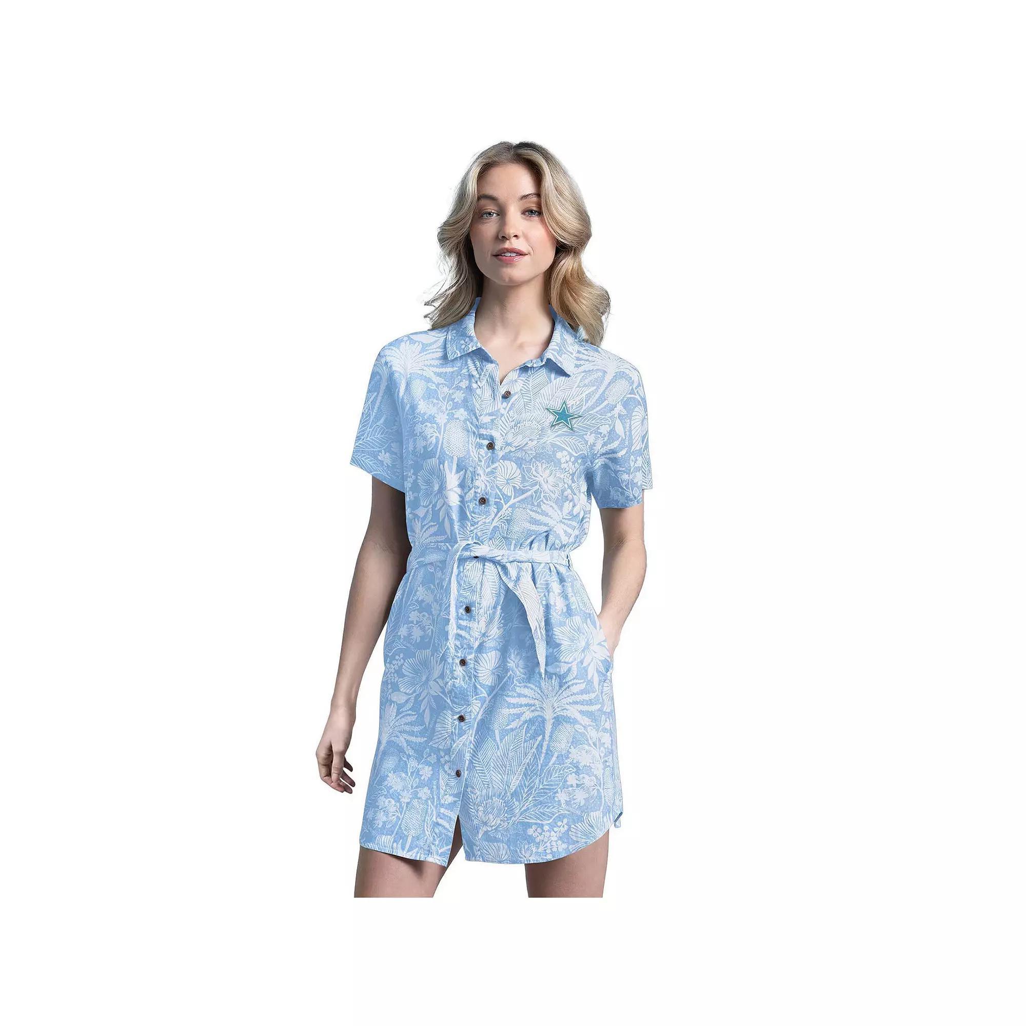 Women's Margaritaville Light Blue Dallas Cowboys Palm Linen Dress,  Product Image