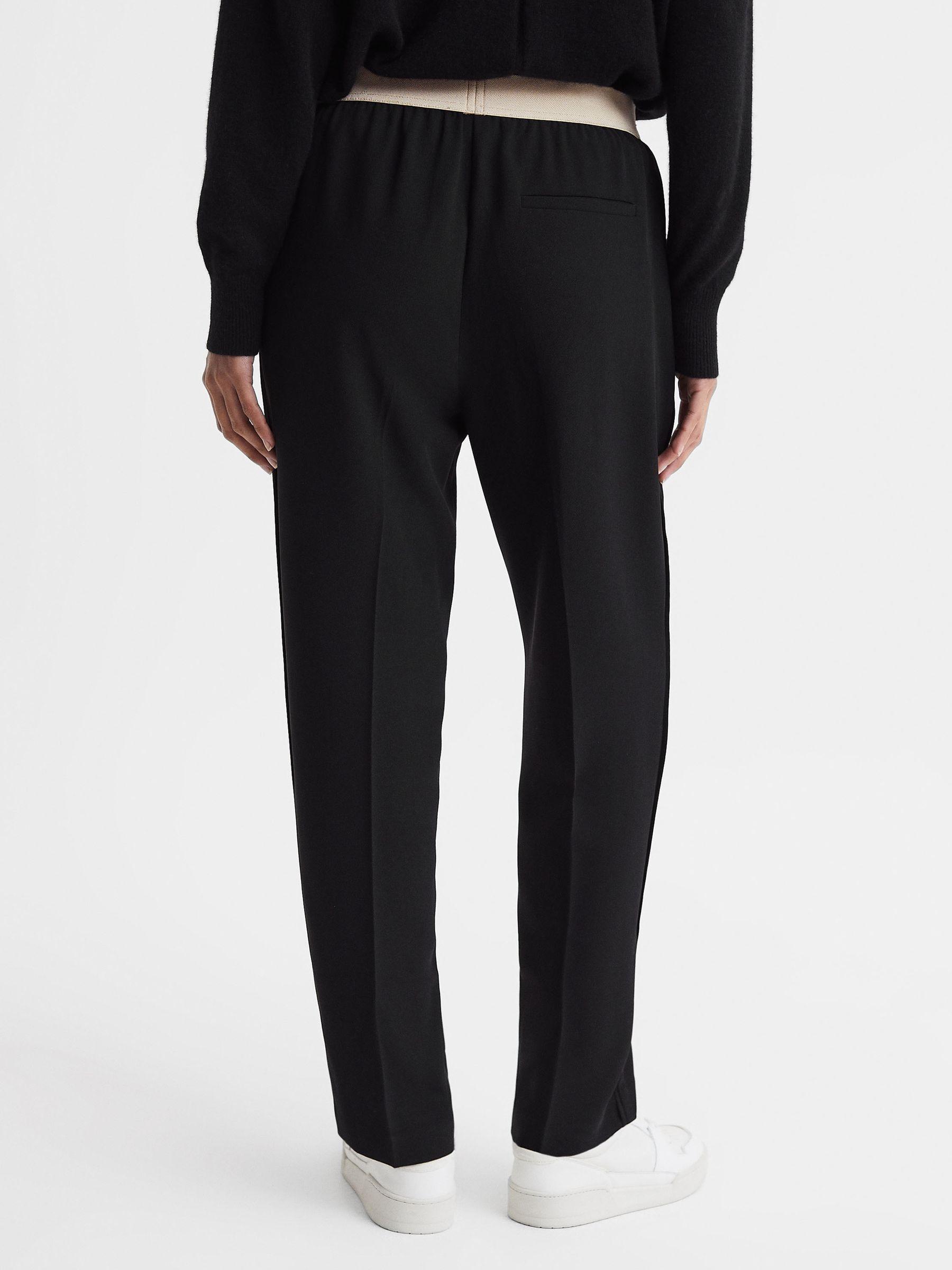 Elasticated Waistband Tapered Trousers in Black Product Image