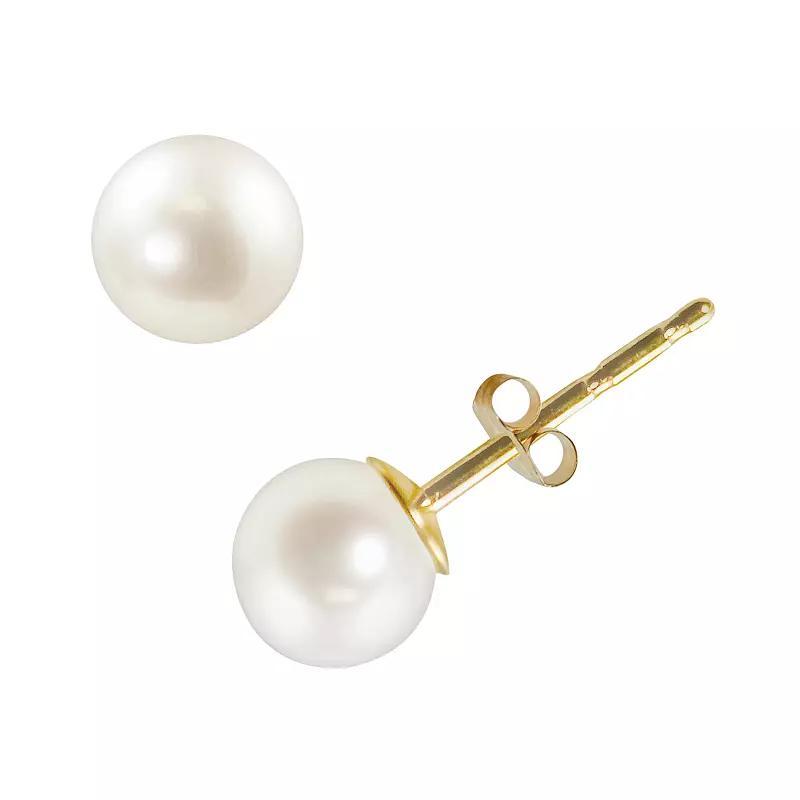 14k Gold Akoya Cultured Pearl Stud Earrings, Womens, White Product Image