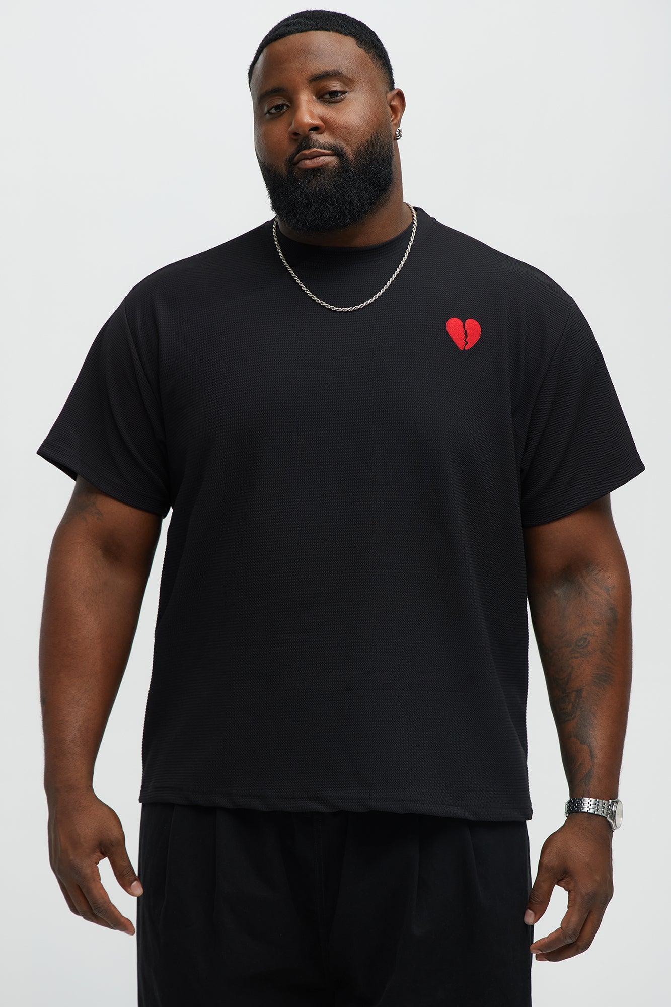 Broken Heart Textured Short Sleeve Tee - Black Product Image