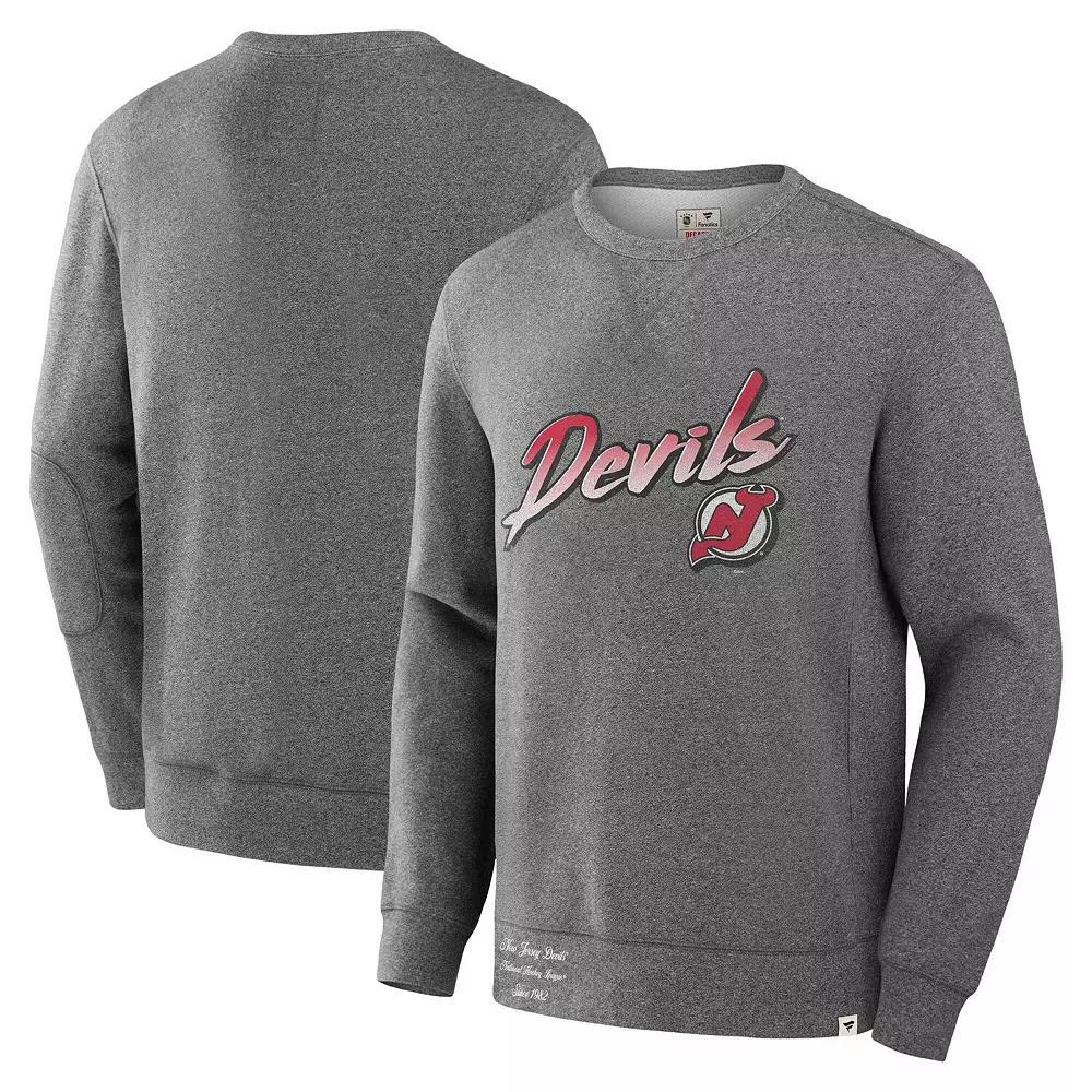 Men's Fanatics Heather Gray New Jersey Devils Decades Collection Legendary Fleece Pullover Sweatshirt,  Product Image