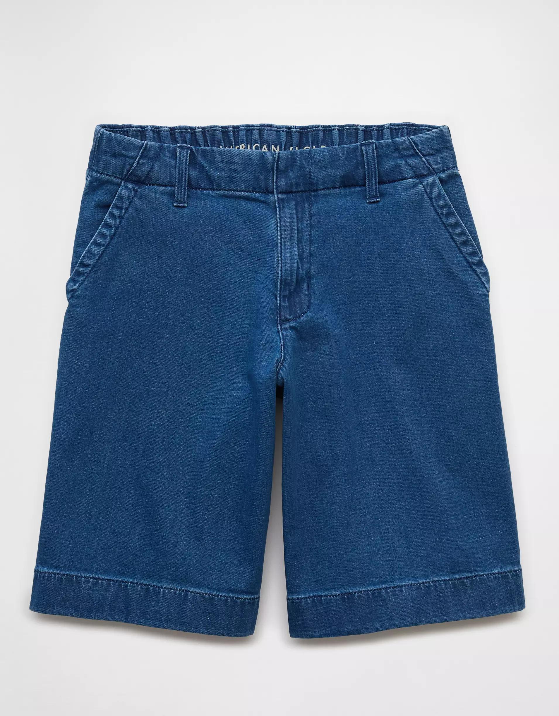 AE 11" Stretch High-Waisted Denim Trouser Short Product Image