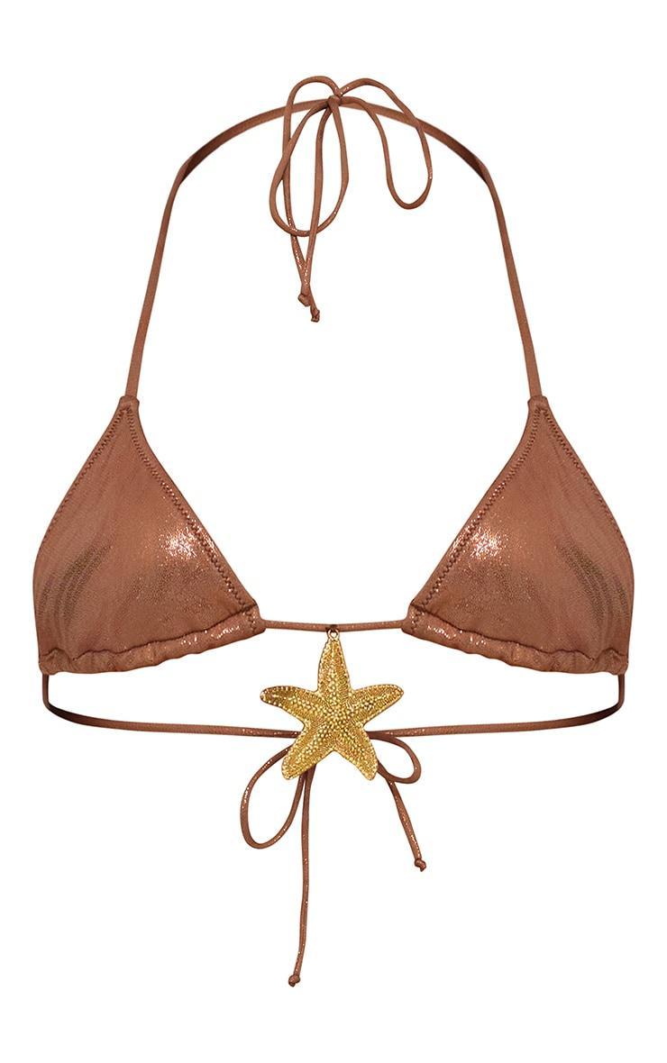 Brown Shimmer Starfish Trim Micro Bikini Top Product Image