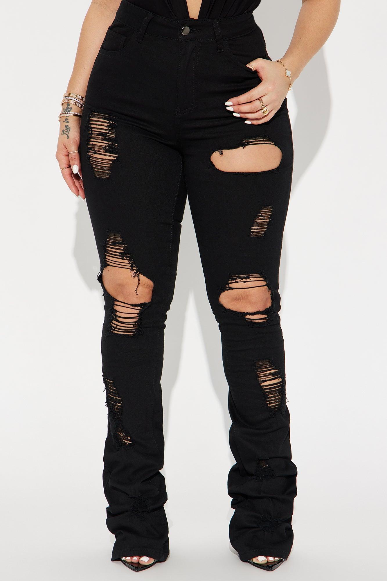 Claw You Up Distressed Flare Pant - Black Product Image