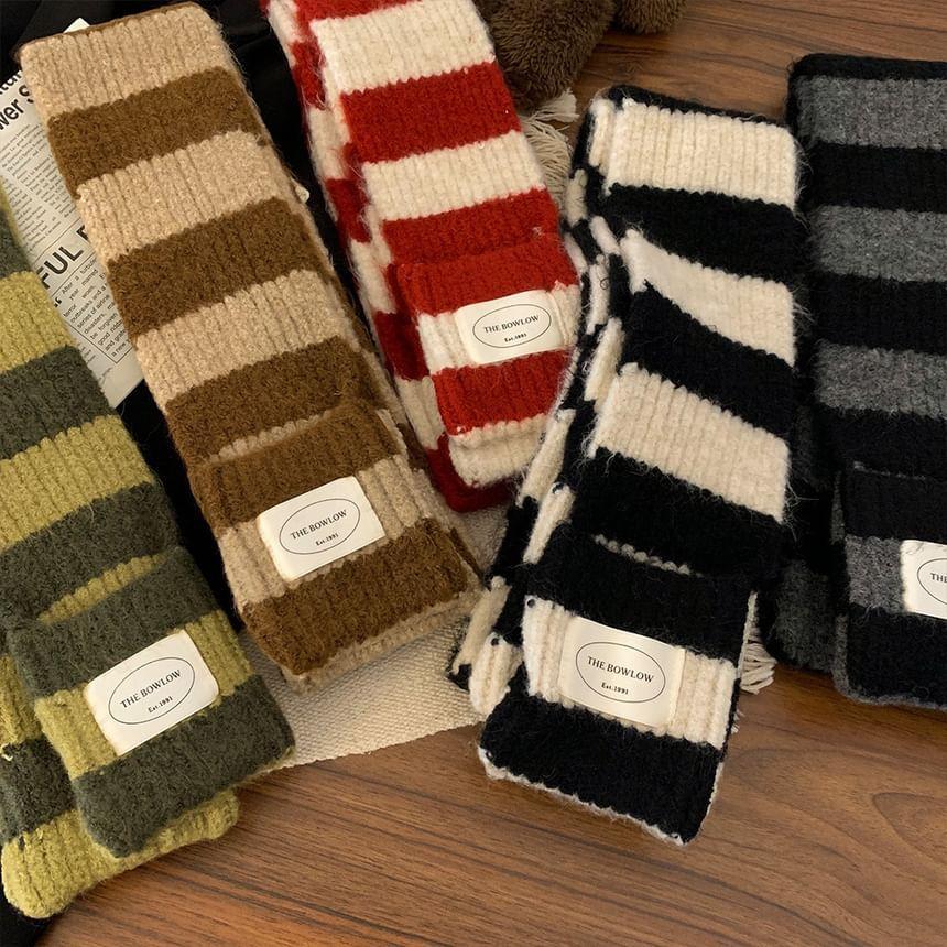 Striped Applique Ribbed Scarf Product Image