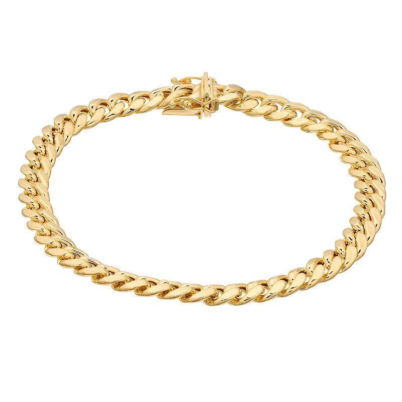 14K Gold Semi Solid Miami Cuban Bracelet, Women's, Size: 8.5" Product Image