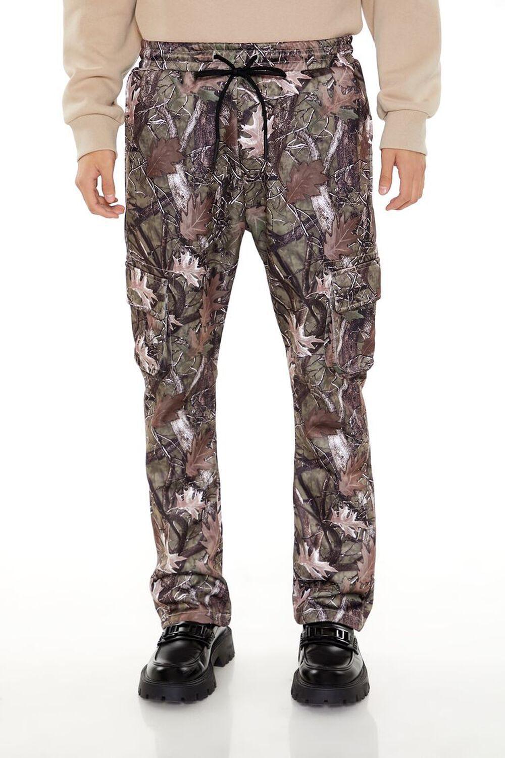 Leaf Print Mid-Rise Cargo Pants | Forever 21 Product Image