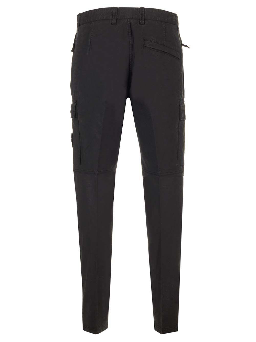 STONE ISLAND Cotton Cargo Trousers In Black Product Image