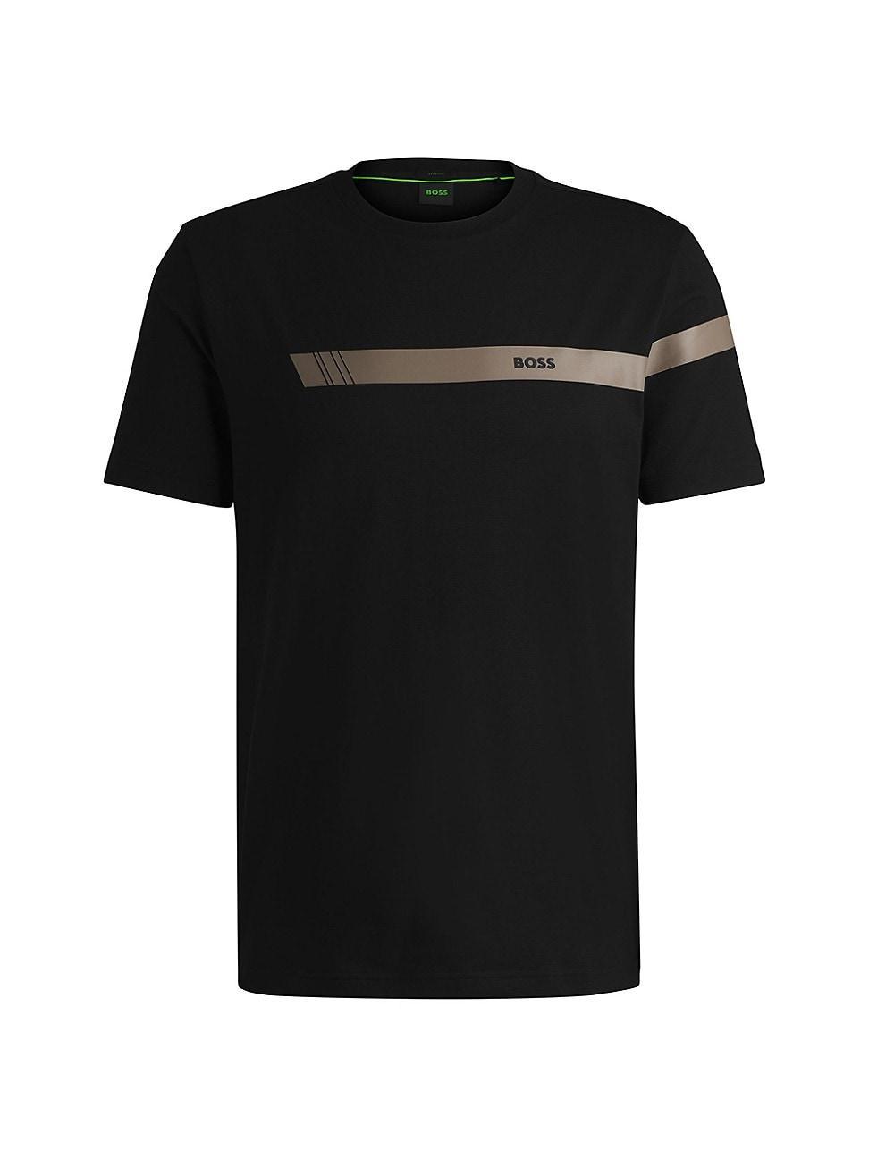 Mens Regular-Fit T-Shirt in Stretch Cotton with Logo Stripe Product Image