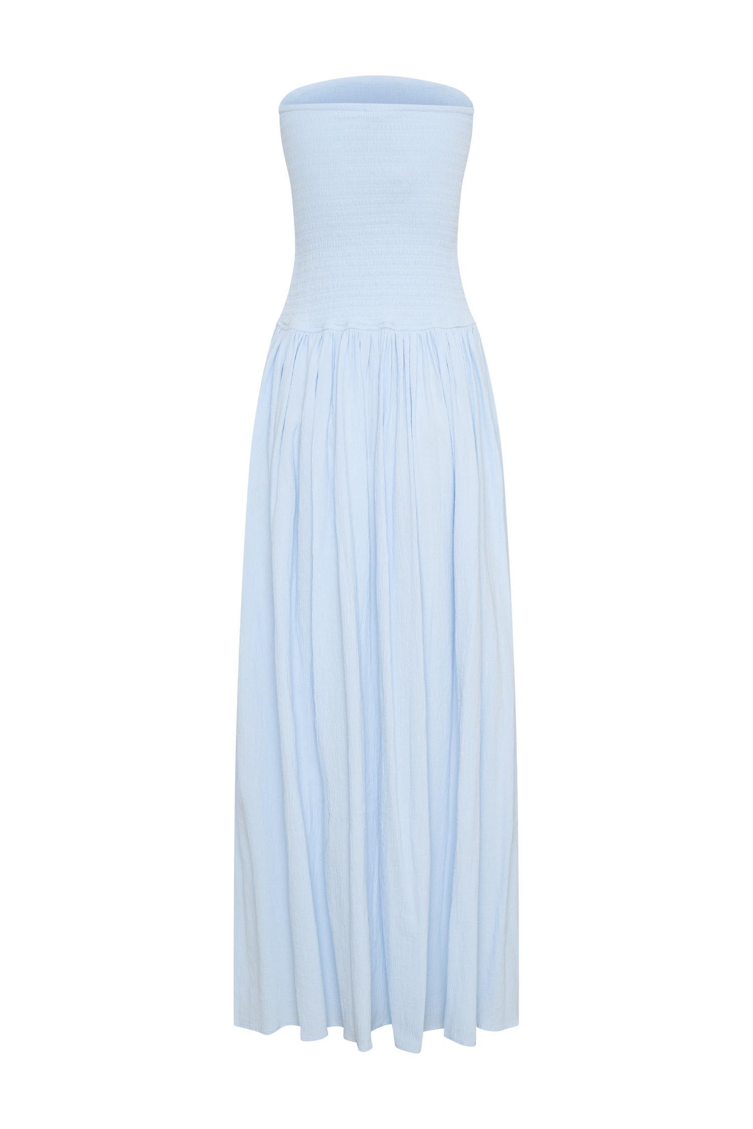 Maureen Cotton Shirring Maxi Dress - Powder Blue Product Image