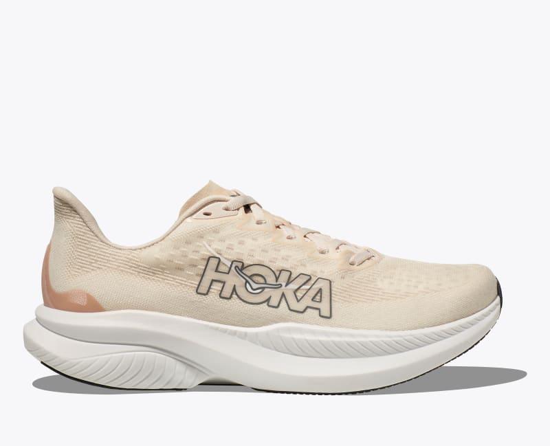 HOKA Womens Mach 6 Shoes in Frost/Rose Gold, Size 9 Product Image